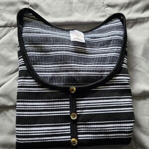 No Boundaries Black and White Striped Knit Top